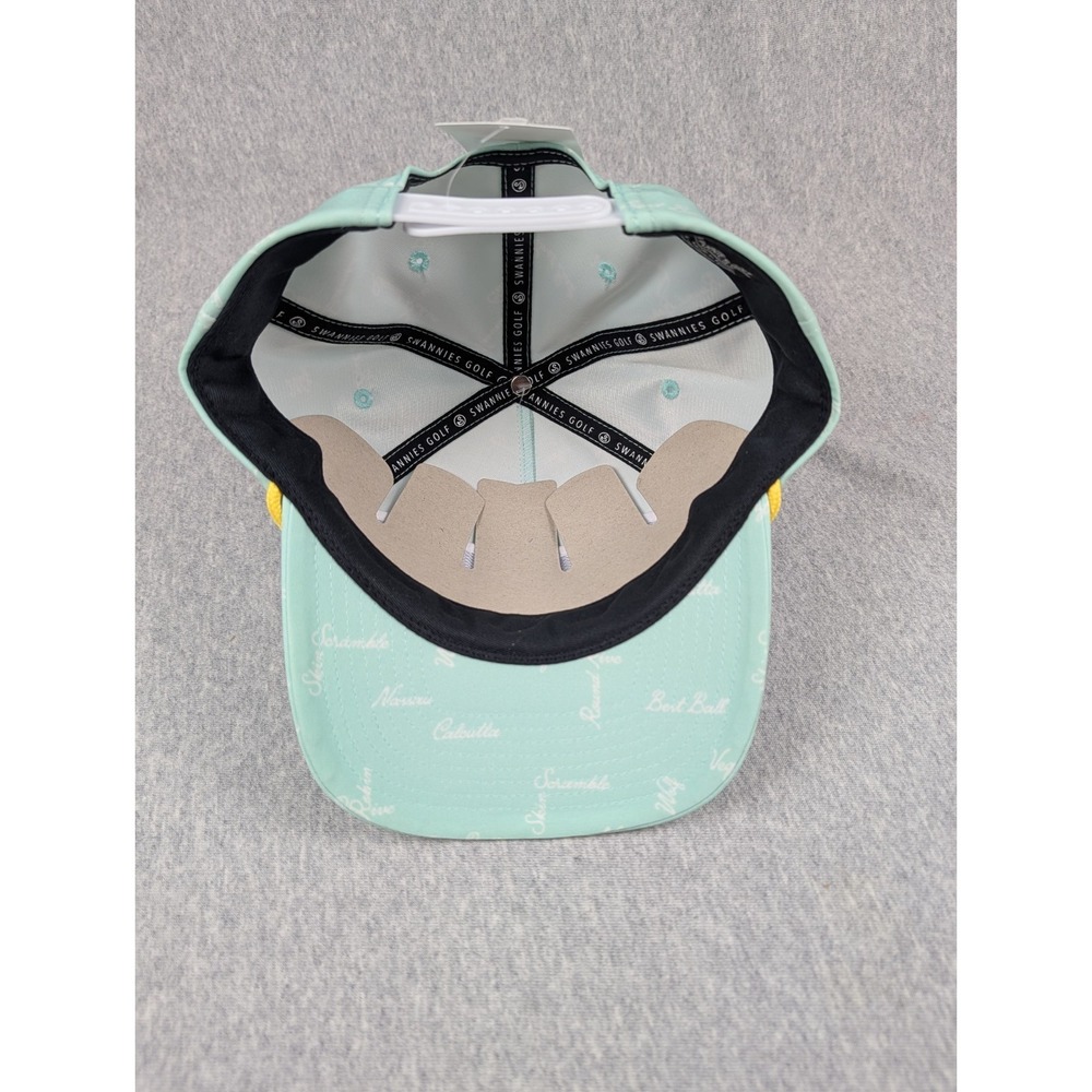 NEW Swannies Golf Snapback Hat Mint Green Rope Cap S Logo Allover Print - Picture 4 of 5